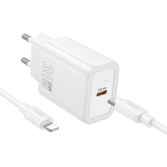 Mrežni punjač s Lightning kabelom HOCO N62, 30W, 3A, 1 x USB-C, Bijeli