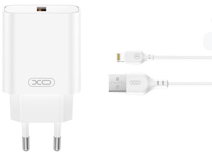 Punjač za mrežu s Lightning kabelom XO Design CE33, 18W, 3A, 1 x USB-A, Bijeli