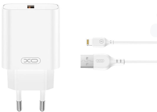 Punjač za mrežu s Lightning kabelom XO Design CE33, 18W, 3A, 1 x USB-A, Bijeli