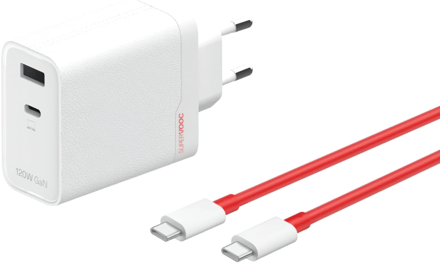 Punjač za mrežu s USB-C kabelom OnePlus OSABBCBBAE, 120W, 7.3A, 1 x USB-A - 1 x USB-C, Bijeli 5461100631