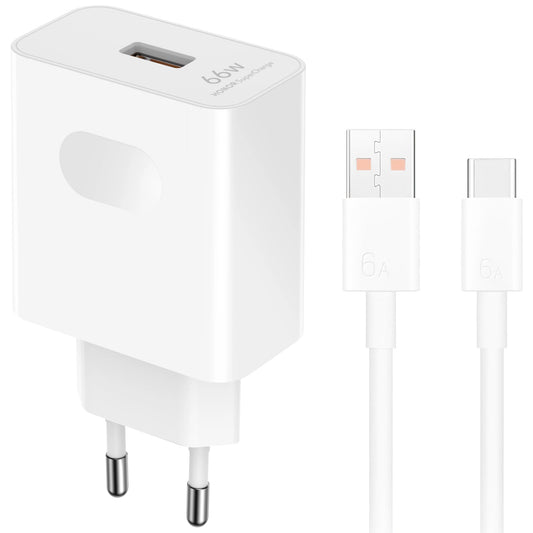 Punjač mreže s USB-C kabelom Honor HN-110600E00, 66W, 6A, 1 x USB-A, Bijeli 5503AAHX