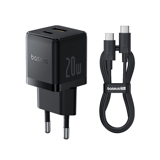 Mrežni punjač s USB-C kabelom Baseus Palm, 20W, 3A, 1 x USB-A - 1 x USB-C, Crni P10111608113-01
