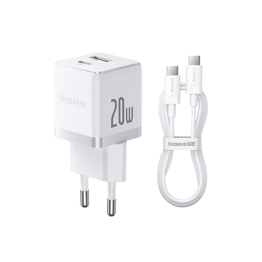 Punjač mreže s USB-C kabelom Baseus Palm, 20W, 3A, 1 x USB-A - 1 x USB-C, Bijeli P10111608213-01