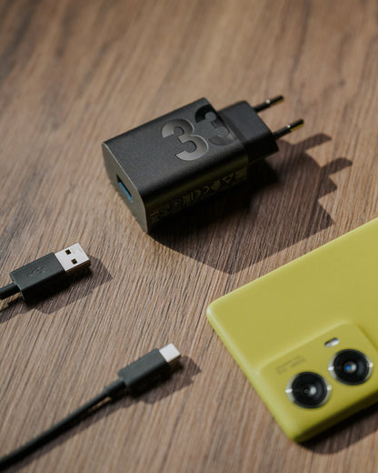 Punjač za mrežu s USB-C kabelom Motorola, 33W, 3A, 1 x USB-A, Crni PG38C06448