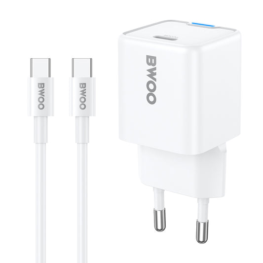 Punjač mreže s USB-C kabelom BWOO CDA211, 30W, 3A, 1 x USB-C, Bijeli