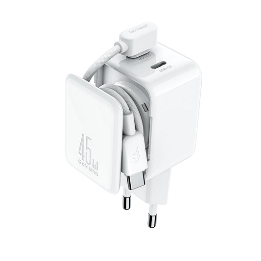 Mrežni punjač s USB-C kabelom Joyroom JR-TCL05, 45W, 3A, 2 x USB-C, Bijeli
