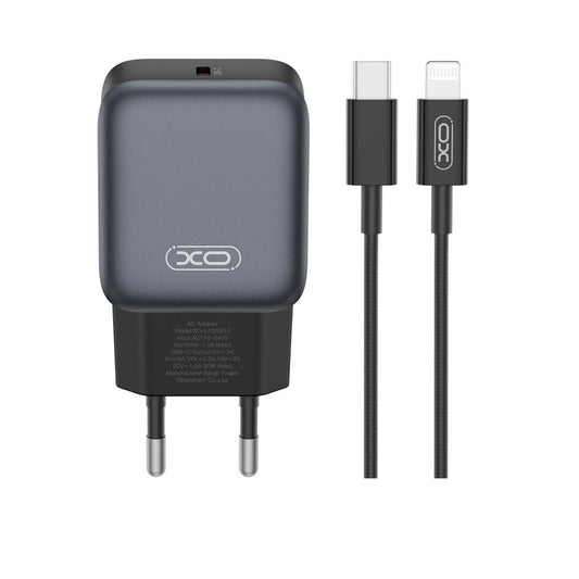 Punjač za mrežu s Lightning kabelom XO Design L155, 30W, 3A, 1 x USB-C, Crni