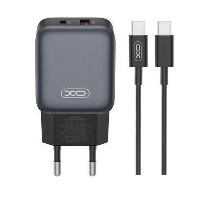 Punjač za mrežu s USB-C kabelom XO Design L156, 30W, 3A, 1 x USB-A - 1 x USB-C, Crni