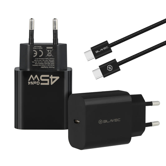 Punjač za mrežu s USB-C kabelom Blavec BC-7, 45W, 3A, 1 x USB-C, Crni
