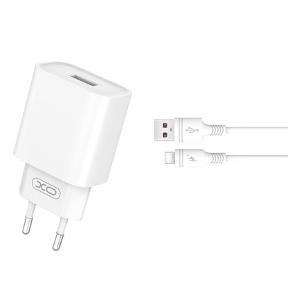 Mrežni punjač s USB-C kabelom XO Design CE02D, 18W, 3A, 1 x USB-A, Bijeli