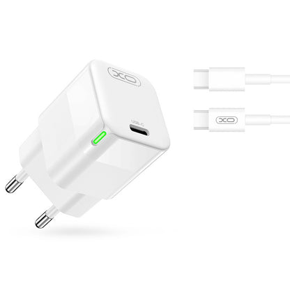 Mrežni punjač s USB-C kabelom XO Design CE06, 30W, 3A, 1 x USB-C, Bijeli