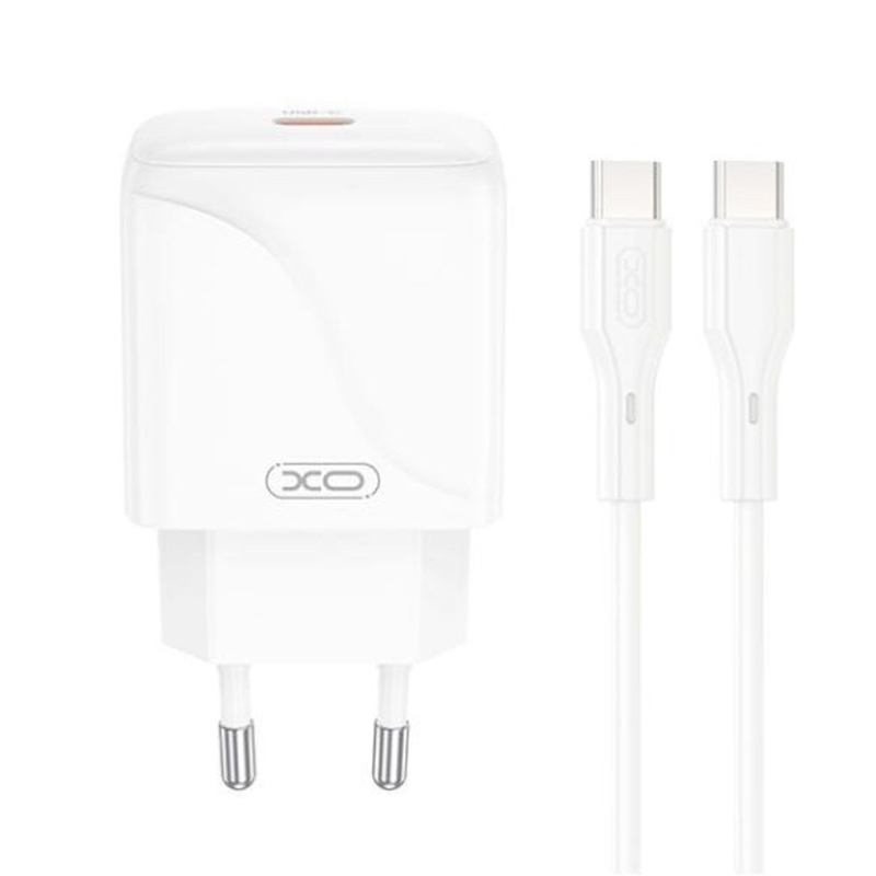 Punjač za mrežu s USB-C kabelom XO Design L141, 20W, 3A, 1 x USB-C, Bijeli