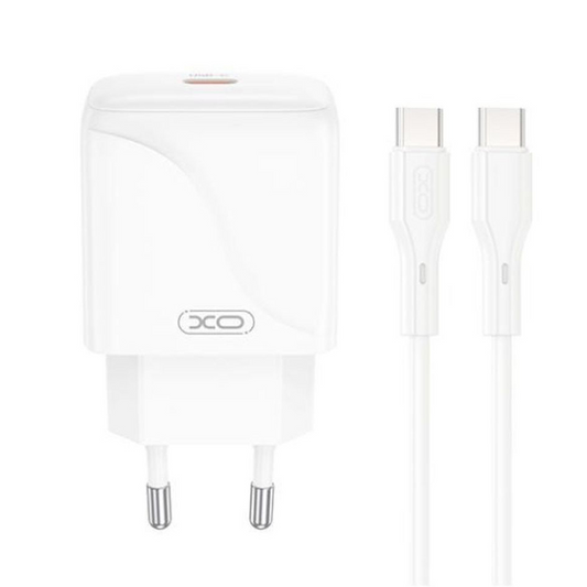 Punjač za mrežu s USB-C kabelom XO Design L141, 20W, 3A, 1 x USB-C, Bijeli
