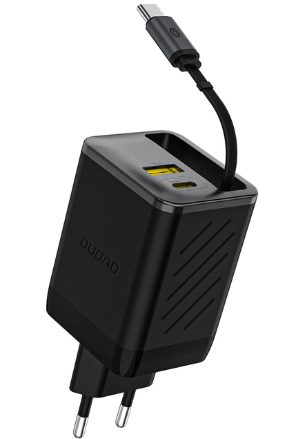 Punjač za mrežu s USB-C kabelom Dudao A67EU, 67W, 3.35A, 1 x USB-A - 1 x USB-C, Crni