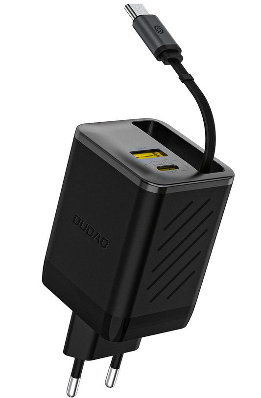 Punjač za mrežu s USB-C kabelom Dudao A67EU, 67W, 3.35A, 1 x USB-A - 1 x USB-C, Crni
