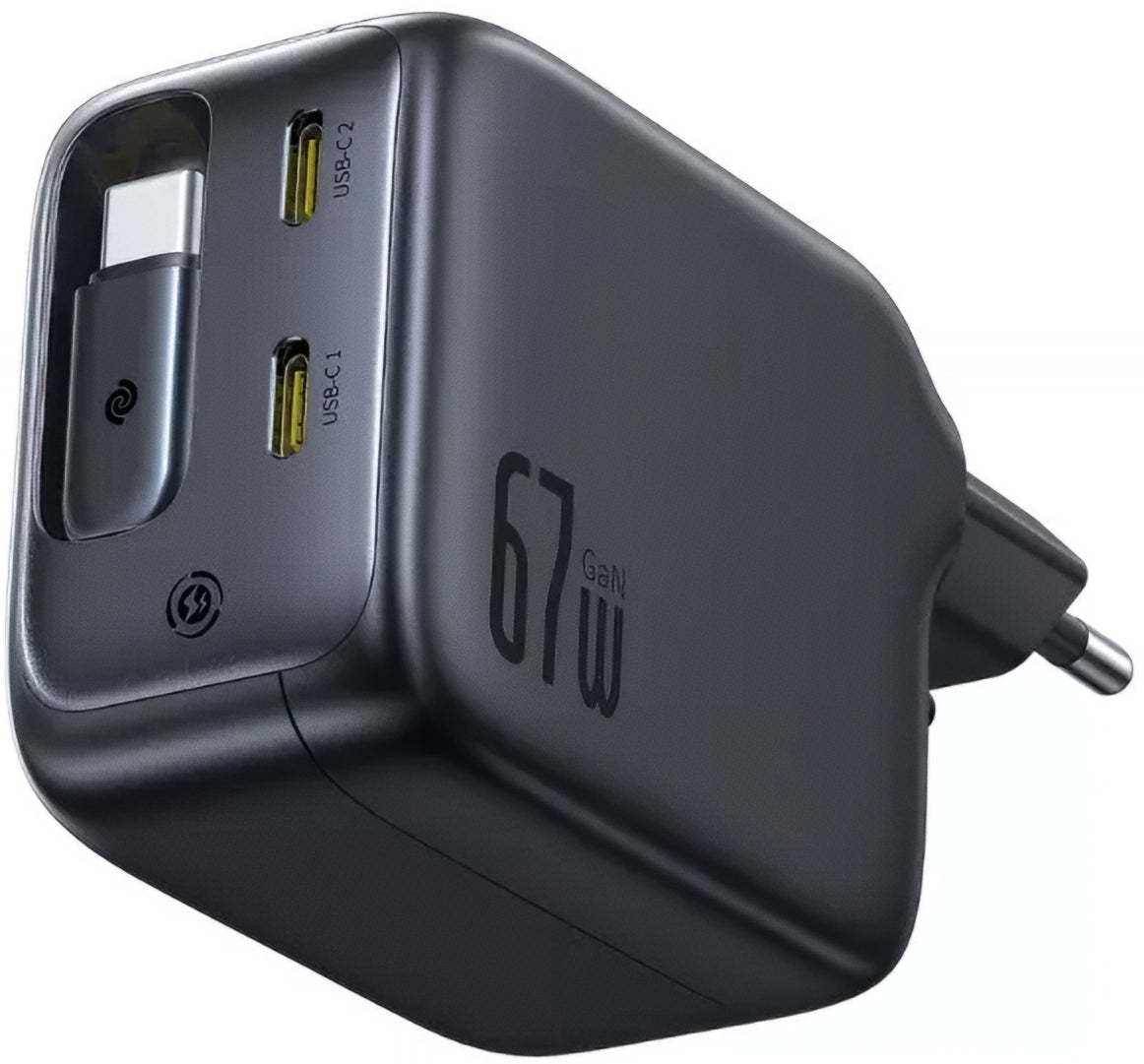 Punjač mreže s USB-C kabelom Baseus EnerCore CJ11, 67W, 3.35A, 2 x USB-C, Crni E0121E00