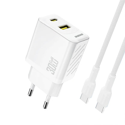 Mrežni punjač s USB-C kabelom Dudao A27TCEU, 30W, 1 x USB-A - 1 x USB-C, Bijeli