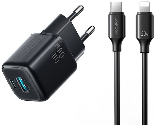 Mrežni punjač s Lightning kabelom Joyroom JR-TG7, 33W, 3A, 1 x USB-A - 1 x USB-C, Crni
