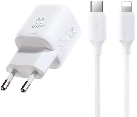 Punjač mreže s Lightning kabelom Joyroom JR-TG7, 33W, 3A, 1 x USB-A - 1 x USB-C, Bijeli