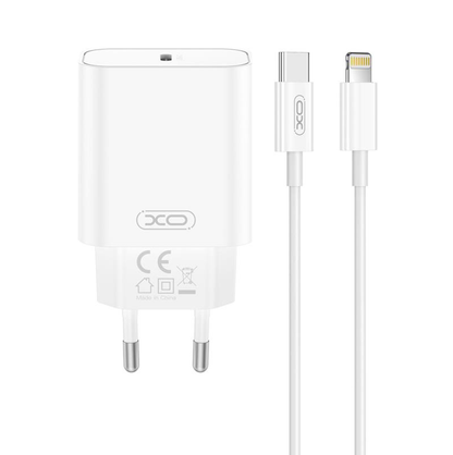 Mrežni punjač s Lightning kabelom XO Design CE32, 20W, 3A, 1 x USB-C, Bijeli