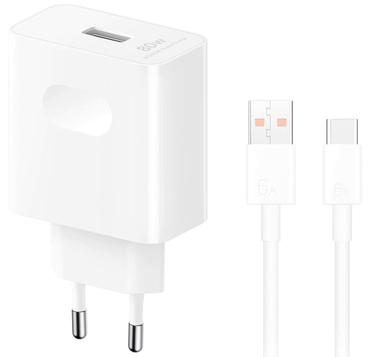Mrežni punjač s USB-C kabelom Honor, 80W, 1 x USB-A, Bijeli