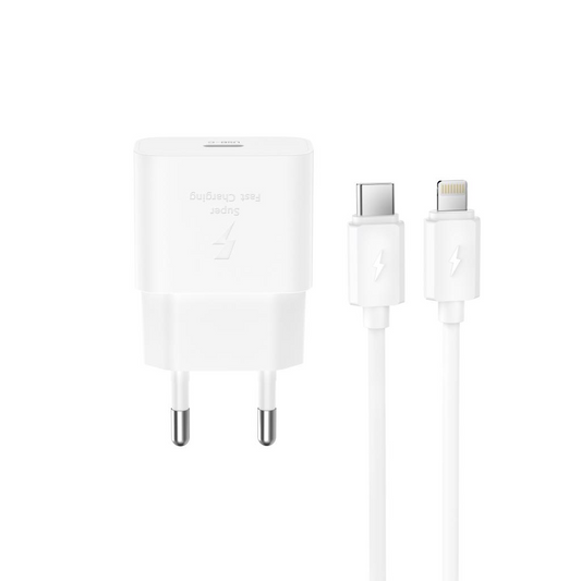 Mrežni punjač s Lightning kabelom XO Design L167, 25W, 3A, 1 x USB-C, Bijeli