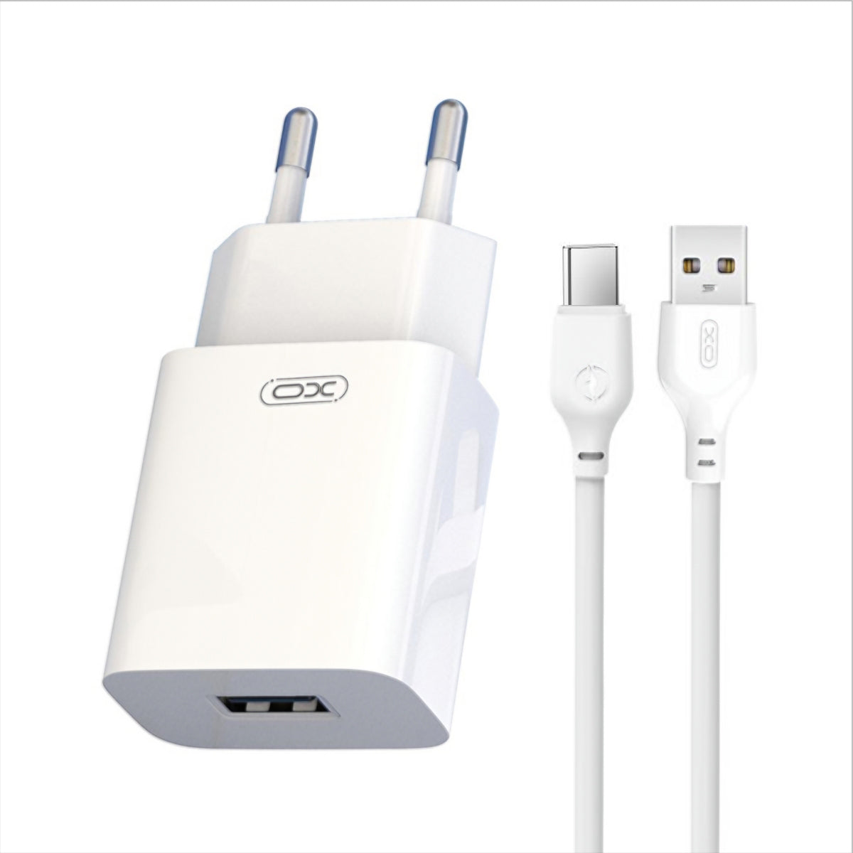Punjač za mrežu s USB-C kabelom XO Design L99, 12W, 2.4A, 1 x USB-A, Bijela