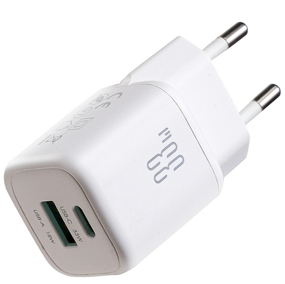 Punjač za mrežu s USB-C kabelom Joyroom JR-TG7, 33W, 3A, 1 x USB-A - 1 x USB-C, Bijela