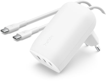 Punjač za mrežu s USB-C kabelom Belkin BoostCharge, 67W, 3A, 3 x USB-C, Bijela WCC002vf2MWH-B6