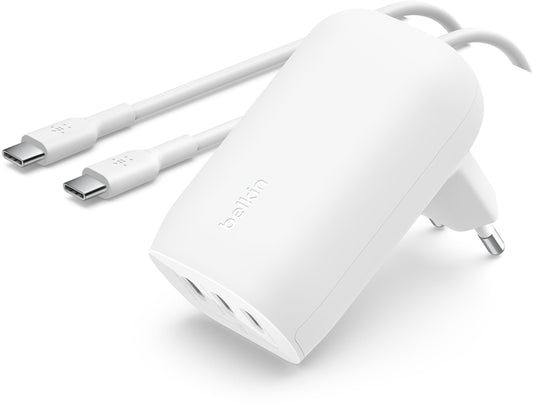 Punjač za mrežu s USB-C kabelom Belkin BoostCharge, 67W, 3A, 3 x USB-C, Bijela WCC002vf2MWH-B6