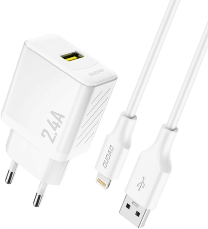Punjač za mrežu s Lightning kabelom Dudao A23LEU, 30W, 2.4A, 1 x USB-A, Bijela