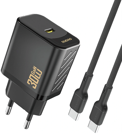 Mrežni punjač s USB-C kabelom Dudao A27PCEU, 30W, 3A, 1 x USB-C, Crna
