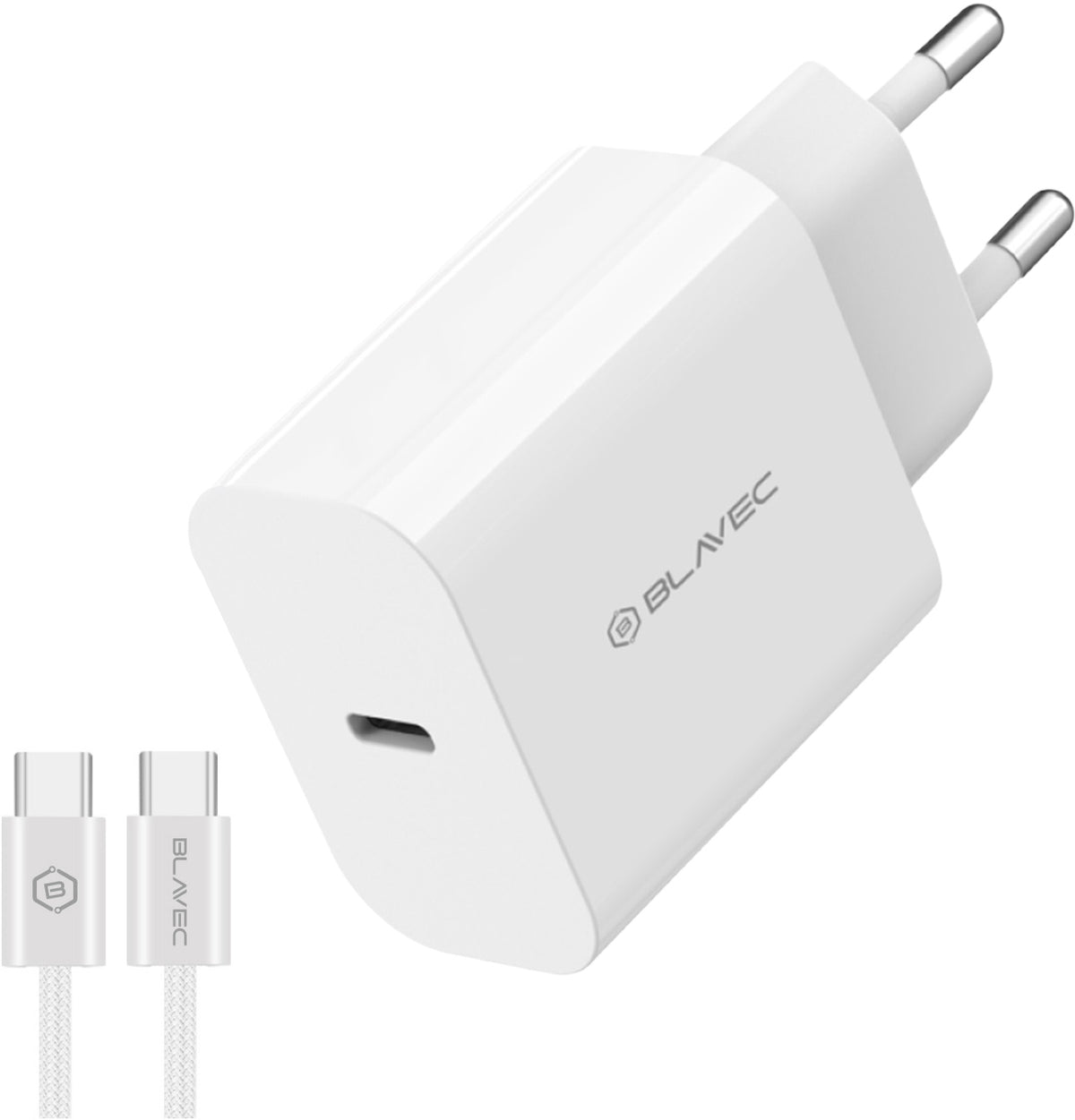 Mrežni punjač s USB-C kabelom Blavec BC-14, 30 W, 3 A, 1 × USB-C, bijeli