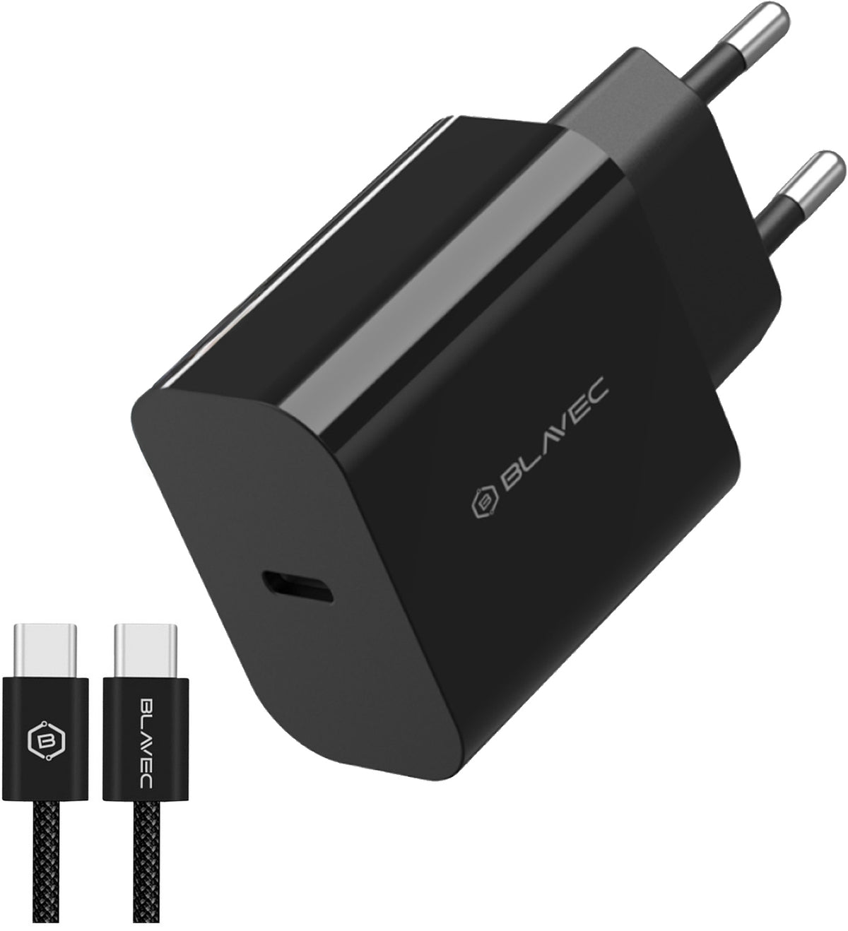 Mrežni punjač s USB-C kabelom Blavec BC-14, 30 W, 3 A, 1 × USB-C, crni