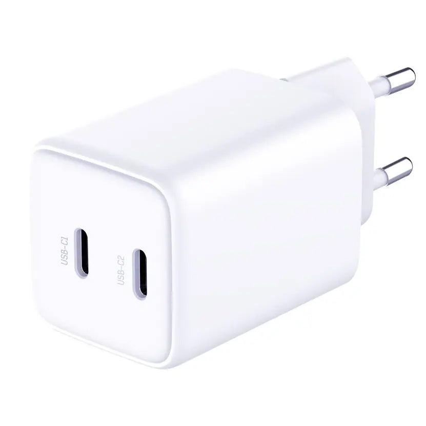 Mrežni punjač s USB-C kabelom 3MK HyperCharger, 45W, 3A, 2 x USB-C, bijeli