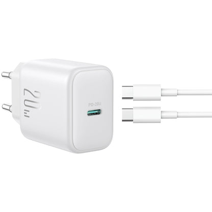 Punjač za mrežu s USB-C kabelom Joyroom JR-TCF20, 20W, 3A, 1 x USB-C, Bijeli