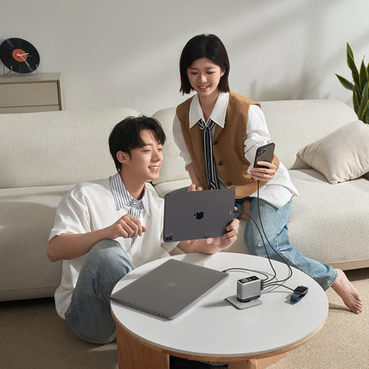 Mrežni punjač s USB-C kabelom Cuktech AD1204U Display, 120W, 6A, 1 x USB-A - 2 x USB-C, Srebrni