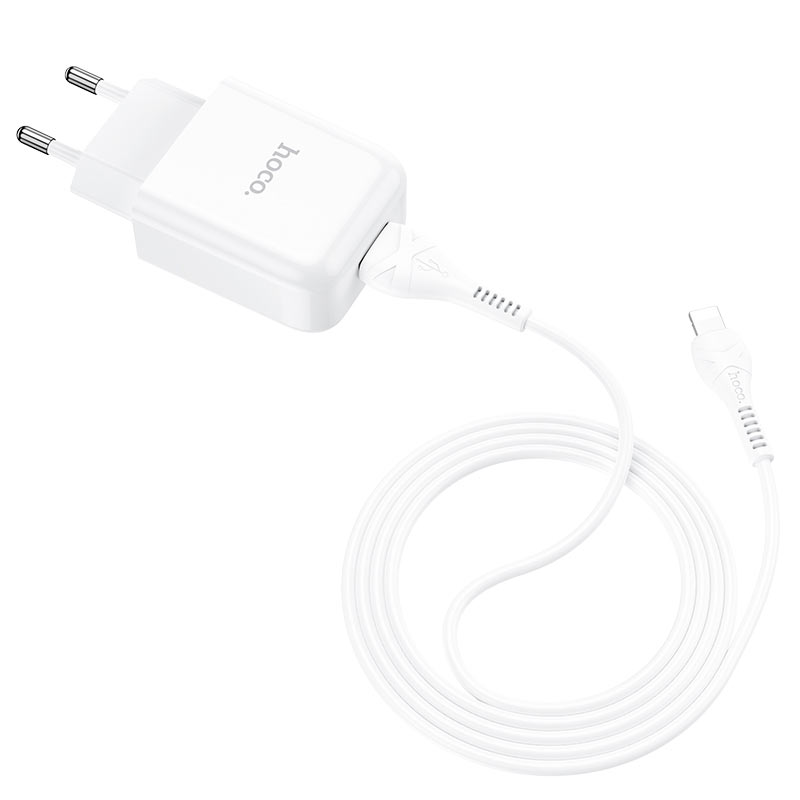 Punjač za mrežu s Lightning kabelom HOCO N2, 10W, 2A, 1 x USB-A, Bijeli
