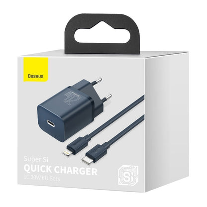 Punjač za mrežu s Lightning kabelom Baseus Super Si, 20W, 3A, 1 x USB-C, Plavi TZCCSUP-B03