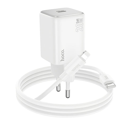 Punjač za mrežu s Lightning kabelom HOCO N40, 20W, 3A, 1 x USB-C, Bijeli