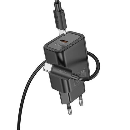 Punjač za mrežu s USB-C kabelom HOCO N60, 20W, 3A, 1 x USB-C, Crni