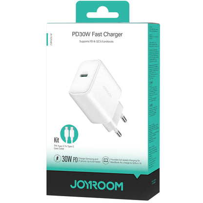 Punjač za mrežu s USB-C kabelom Joyroom JR-TCF24, 30W, 3A, 1 x USB-C, Bijeli