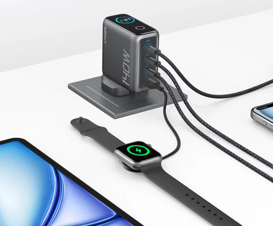 Punjač mreže s USB-C kabelom Anker Zolo, 140W, 5A, 1 x USB-A - 3 x USB-C, Crni B2697GZ1