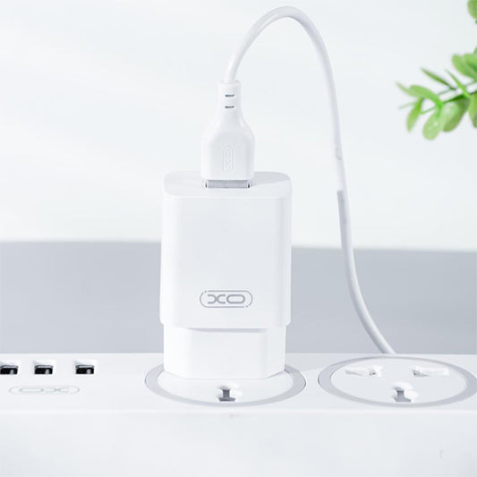 Punjač za mrežu s microUSB kabelom XO Design L99, 12W, 2.4A, 1 x USB-A, Bijeli