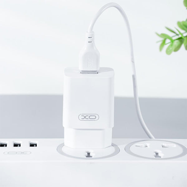 Punjač za mrežu s microUSB kabelom XO Design L99, 12W, 2.4A, 1 x USB-A, Bijeli