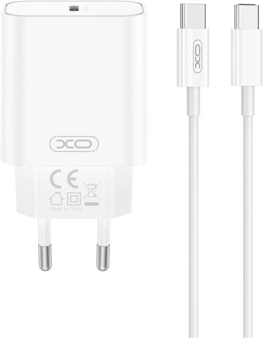 Punjač za mrežu s USB-C kabelom XO Design CE32, 20W, 3A, 1 x USB-C, Bijeli