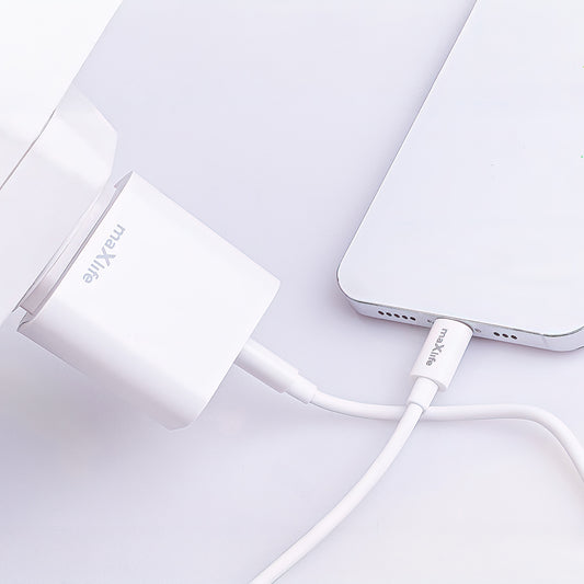 Punjač za mrežu s USB-C kabelom MaXlife MXTC-06-20AC, 20W, 3A, 1 x USB-A - 1 x USB-C, Bijeli