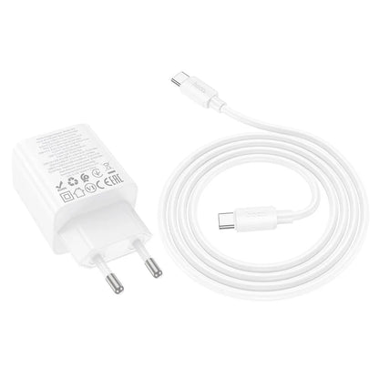 Punjač za mrežu s USB-C kabelom HOCO N55, 20W, 3A, 2 x USB-A - 2 x USB-C, Bijeli