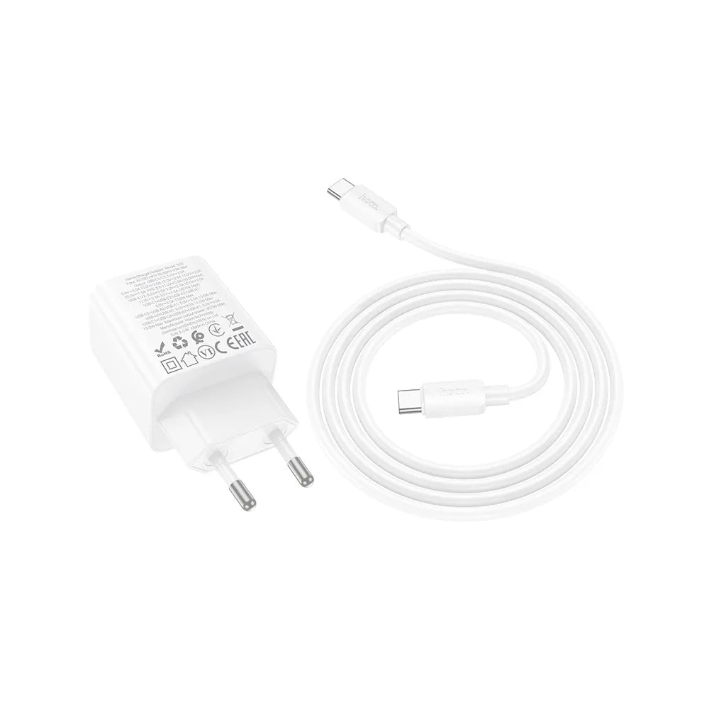 Punjač za mrežu s USB-C kabelom HOCO N56, 30W, 3A, 2 x USB-A - 2 x USB-C, Bijeli