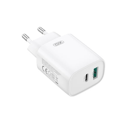 Mrežni punjač s USB-C kabelom XO Design CE29, 20W, 3A, 1 x USB-A - 1 x USB-C, Bijeli